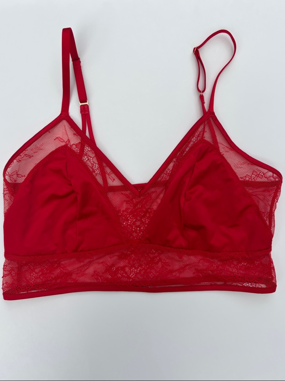 NWOT Auden Satin Red Lace Bralette Large - Picture 1 of 3